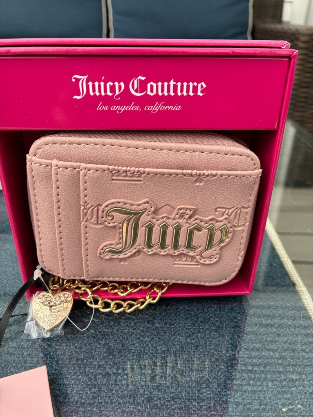 Juicy Couture Blush Pink Mini Wallet Crossbody with Gold Hardware